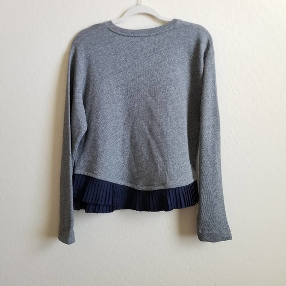 J. Crew Gray Navy Ruffle Trim Cotton Sweatshirt M - Picture 5 of 5